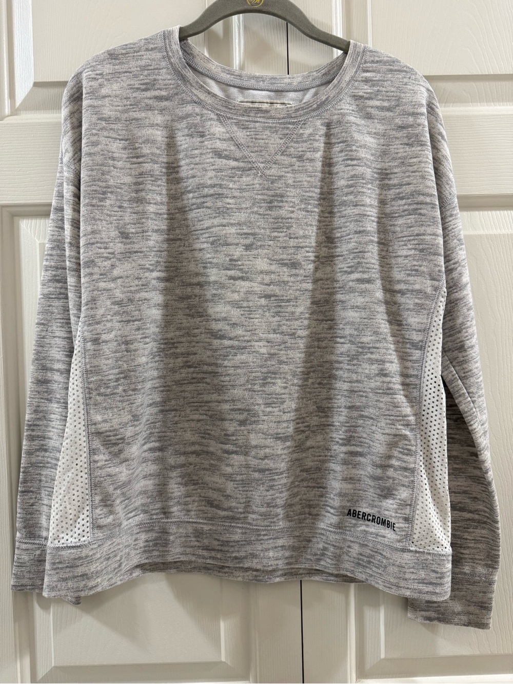 Abercrombie & Fitch Gray Space Dye Mesh Panel Sweatshirt Small Crewneck Pullover